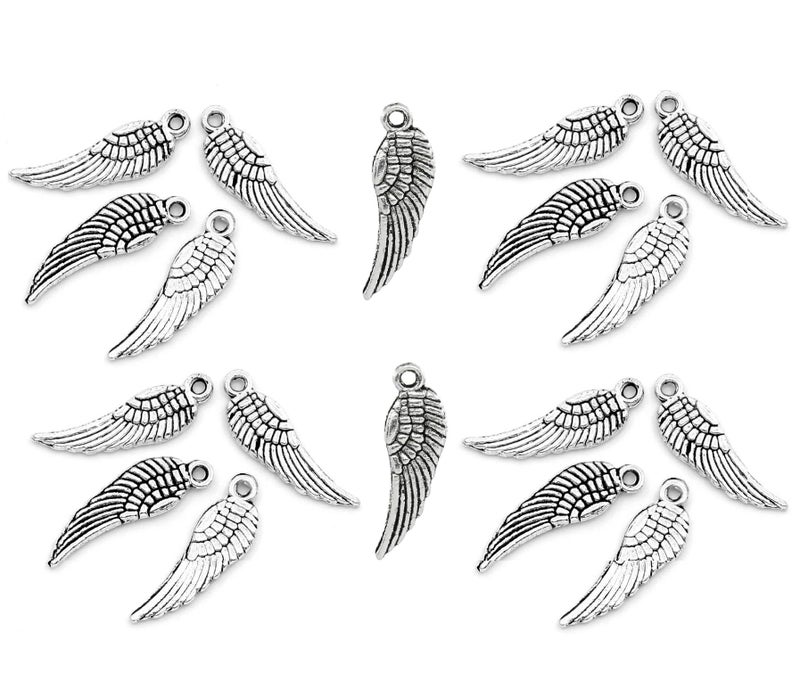 JGFinds Small/Tiny Angel Wings Charms - 95 Pack Silver Tone DIY Jewelry Making Supplies, 5/8 Inch Petite Metal Wings for Bracelet, Necklace, Earrings or Arts and Crafts - Image 1